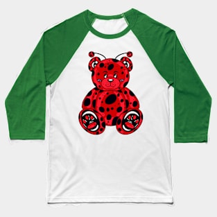 Ladybug Bear With Green Background Baseball T-Shirt